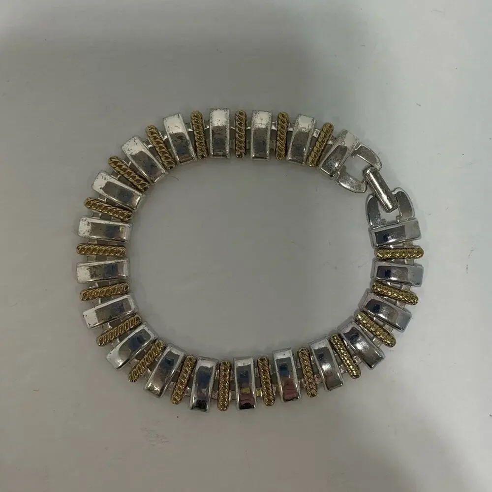 Vintage unmarked gold silver bracelet costume jewelry